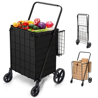 COAHAHA Portable Collapsible Shopping Cart, Heavy Duty Metal